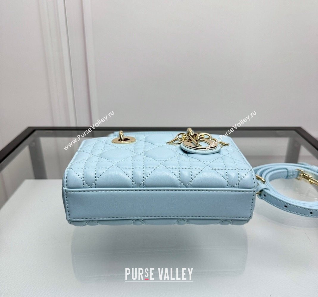 Dior Lady D-Joy Micro Bag in Pale Blue Cannage Lambskin 2024 0806 (XXG-240806005)