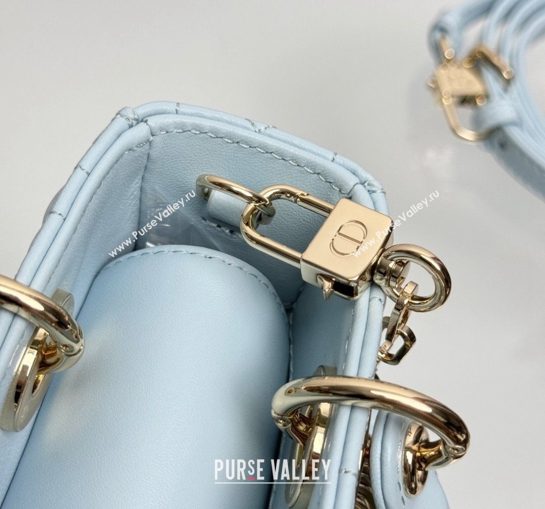 Dior Lady D-Joy Micro Bag in Pale Blue Cannage Lambskin 2024 0806 (XXG-240806005)