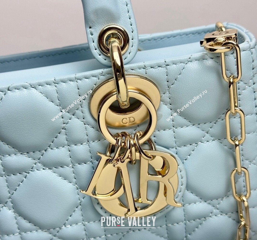 Dior Lady D-Joy Small Bag in Pale Blue Cannage Lambskin 2024 0806 (XXG-240806006)