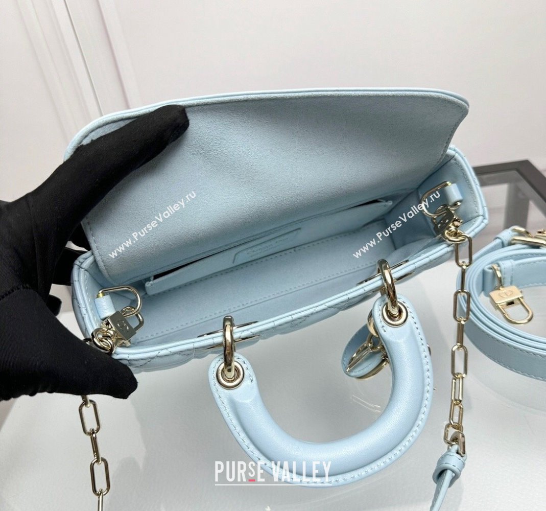 Dior Lady D-Joy Small Bag in Pale Blue Cannage Lambskin 2024 0806 (XXG-240806006)