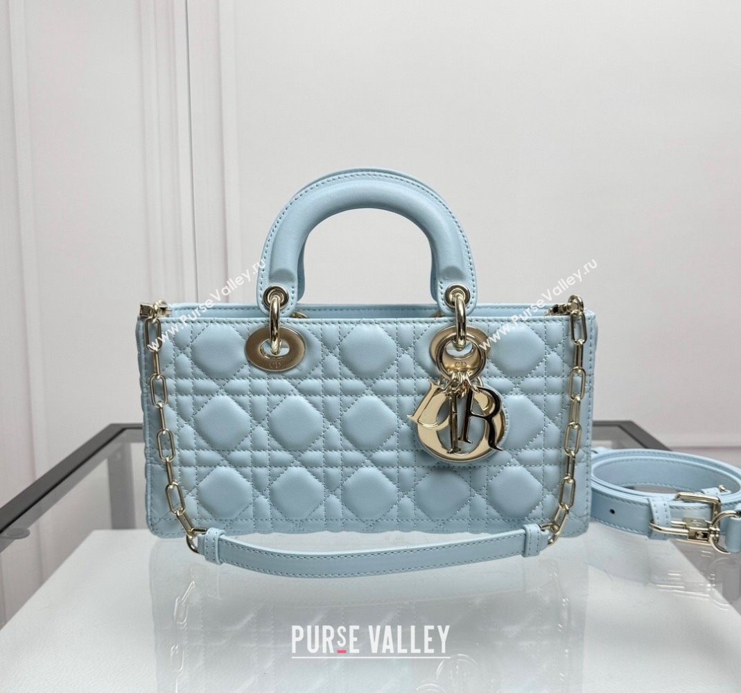 Dior Lady D-Joy Medium Bag in Pale Blue Cannage Lambskin 2024 0806 (XXG-240806007)