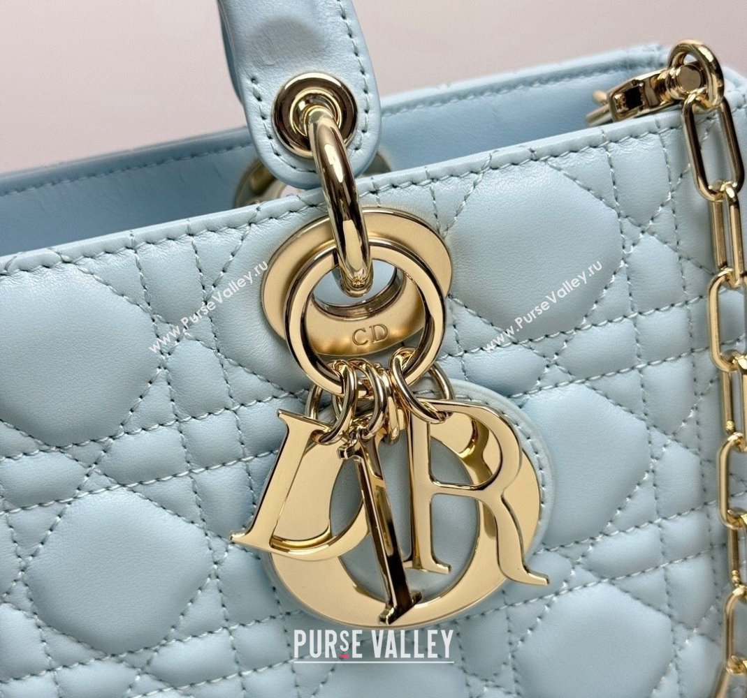 Dior Lady D-Joy Medium Bag in Pale Blue Cannage Lambskin 2024 0806 (XXG-240806007)