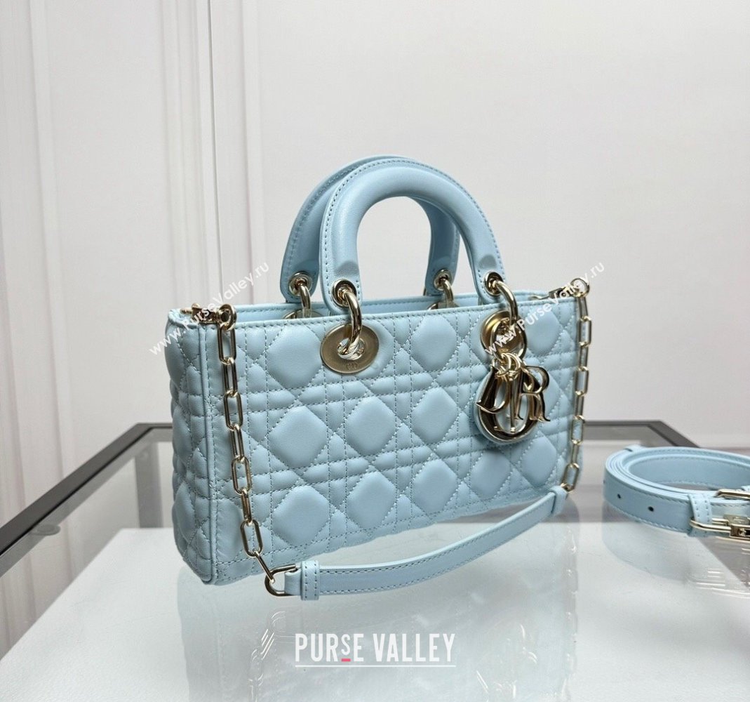 Dior Lady D-Joy Medium Bag in Pale Blue Cannage Lambskin 2024 0806 (XXG-240806007)