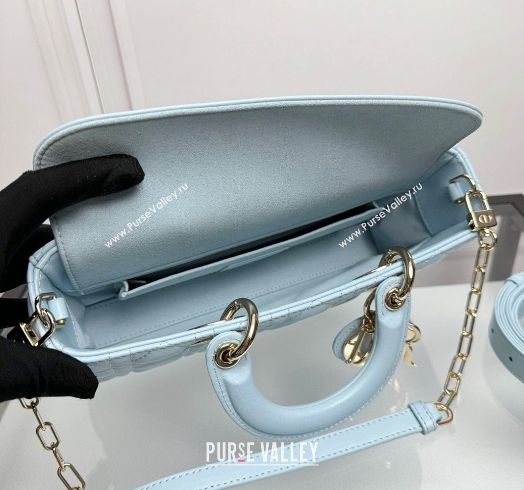 Dior Lady D-Joy Medium Bag in Pale Blue Cannage Lambskin 2024 0806 (XXG-240806007)