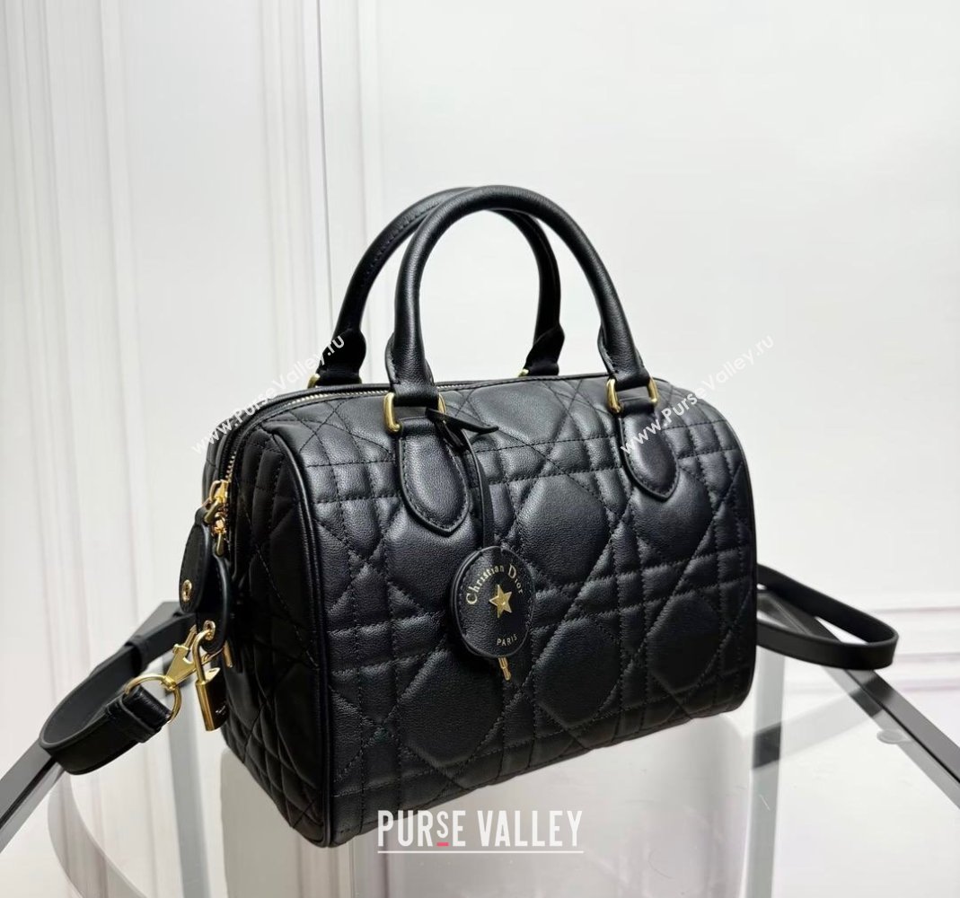 Dior Groove 25 Boston Bag in Black Macrocannage Calfskin 2024 (XXG-240805118)