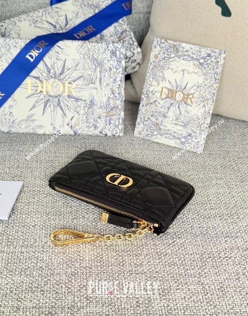 Dior 30 Montaigne Glycine Key Pouch in Grained Calfskin Black 2024 (XXG-240805120)