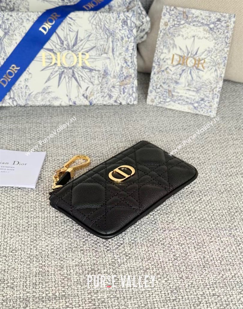 Dior 30 Montaigne Glycine Key Pouch in Grained Calfskin Black 2024 (XXG-240805120)