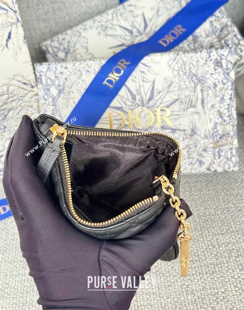 Dior 30 Montaigne Glycine Key Pouch in Grained Calfskin Black 2024 (XXG-240805120)