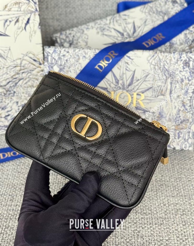 Dior 30 Montaigne Glycine Key Pouch in Grained Calfskin Black 2024 (XXG-240805120)