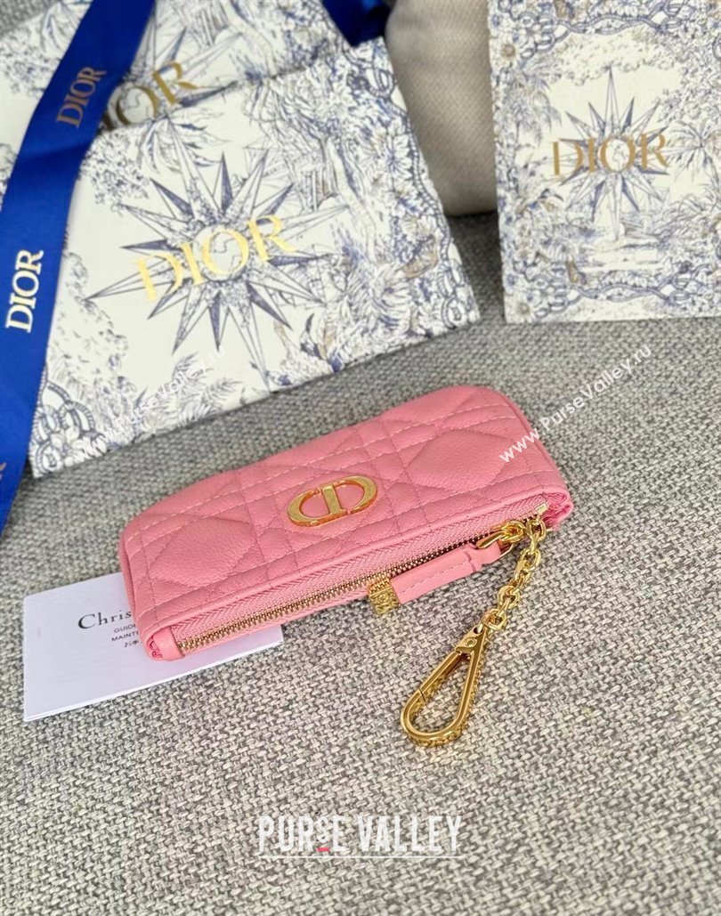 Dior 30 Montaigne Glycine Key Pouch in Grained Calfskin Light Pink 2024 (XXG-240805121)