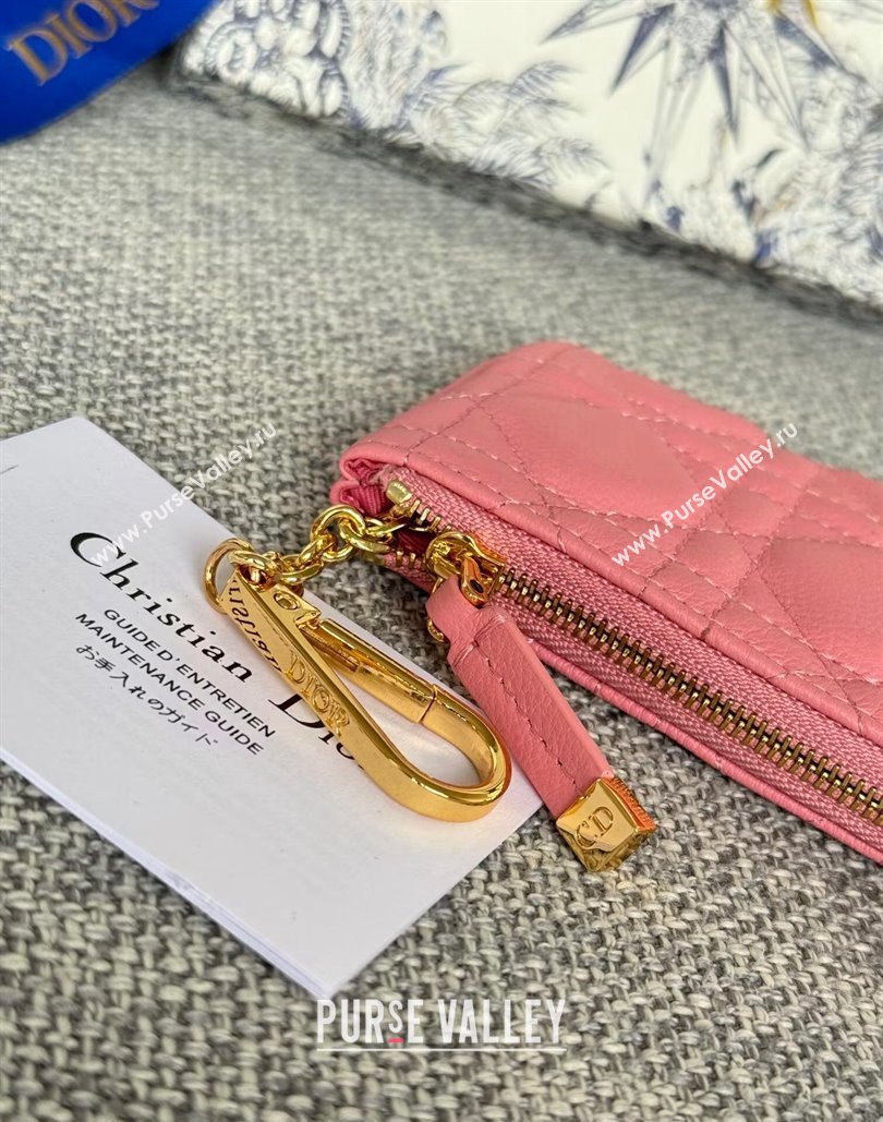 Dior 30 Montaigne Glycine Key Pouch in Grained Calfskin Light Pink 2024 (XXG-240805121)