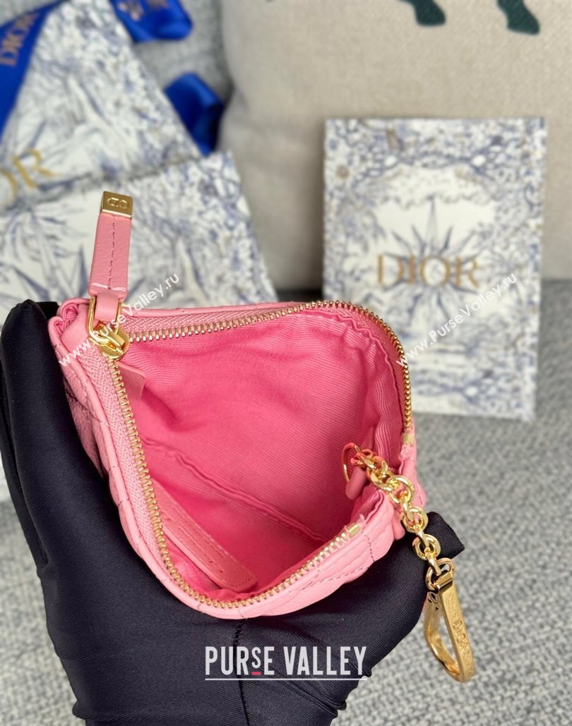 Dior 30 Montaigne Glycine Key Pouch in Grained Calfskin Light Pink 2024 (XXG-240805121)