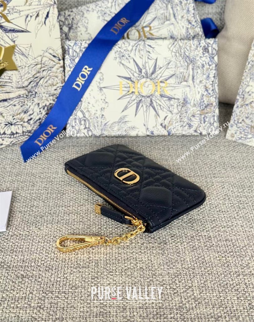 Dior 30 Montaigne Glycine Key Pouch in Grained Calfskin Dark Blue 2024 (XXG-240805122)