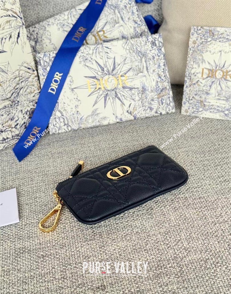 Dior 30 Montaigne Glycine Key Pouch in Grained Calfskin Dark Blue 2024 (XXG-240805122)