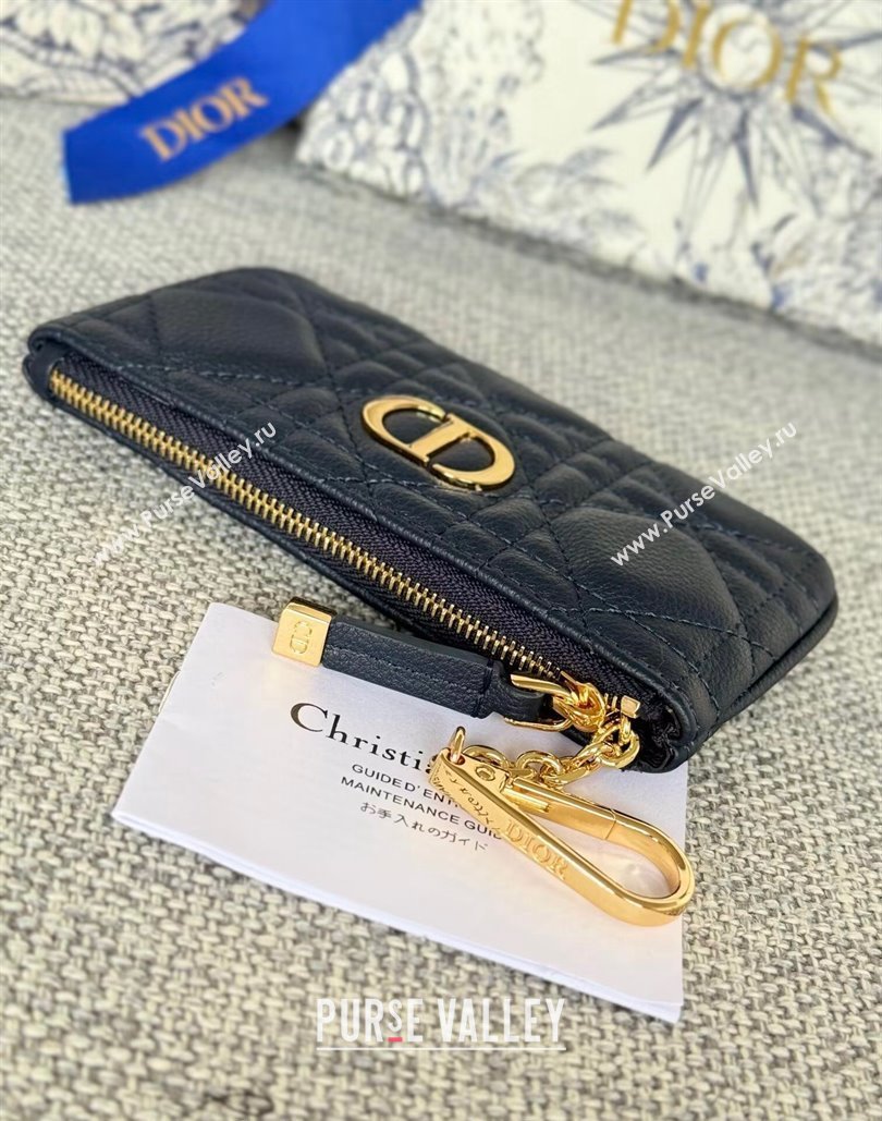 Dior 30 Montaigne Glycine Key Pouch in Grained Calfskin Dark Blue 2024 (XXG-240805122)