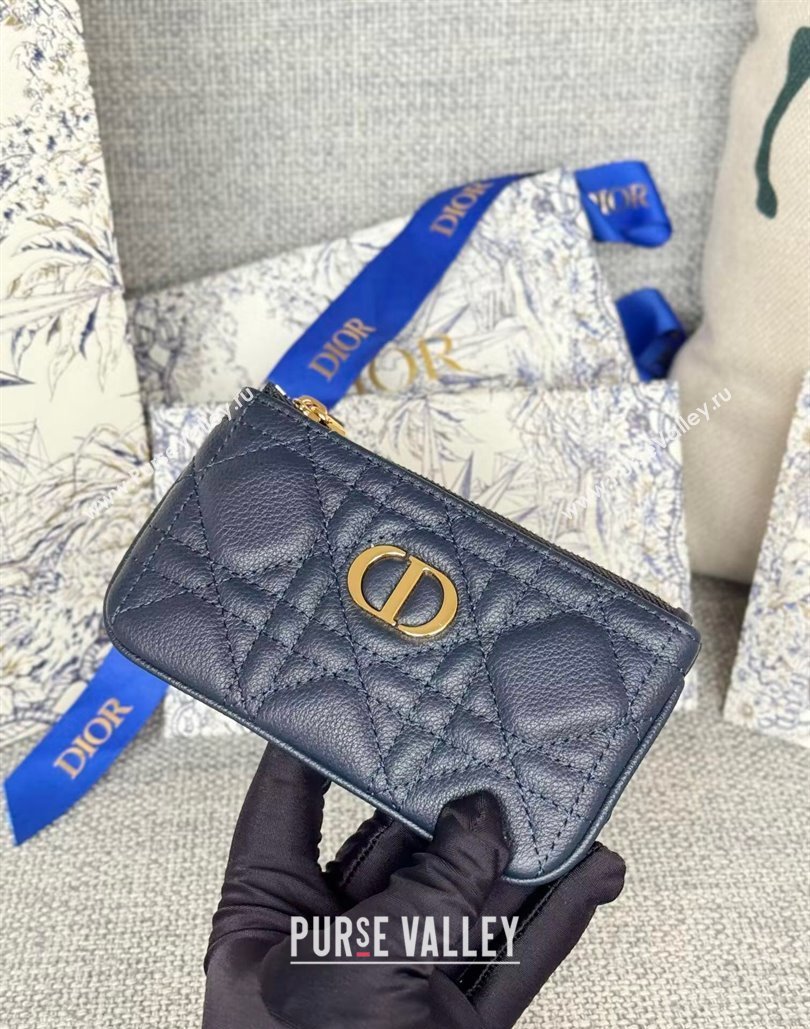 Dior 30 Montaigne Glycine Key Pouch in Grained Calfskin Dark Blue 2024 (XXG-240805122)