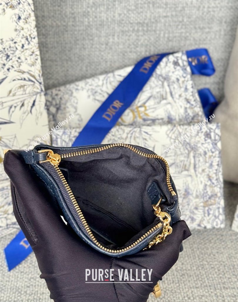 Dior 30 Montaigne Glycine Key Pouch in Grained Calfskin Dark Blue 2024 (XXG-240805122)