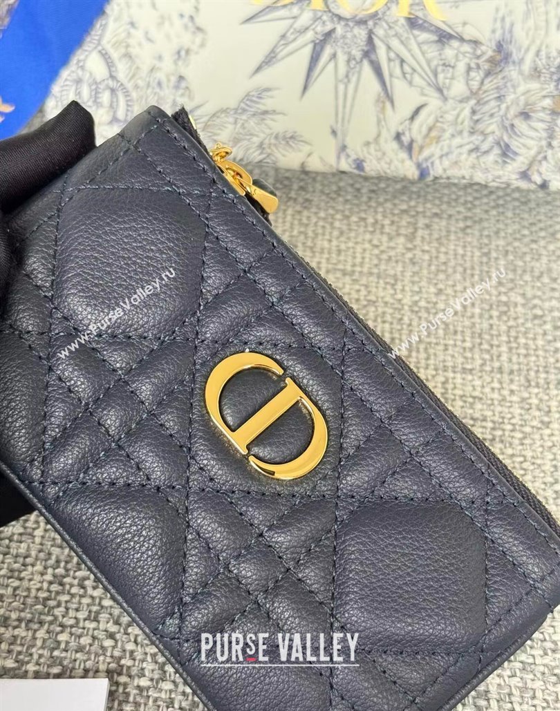 Dior 30 Montaigne Glycine Key Pouch in Grained Calfskin Dark Blue 2024 (XXG-240805122)