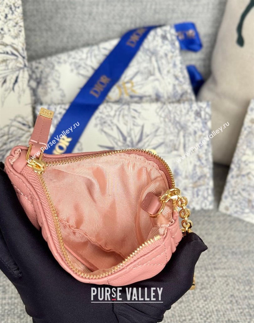 Dior 30 Montaigne Glycine Key Pouch in Grained Calfskin Pale Pink 2024 (XXG-240805123)