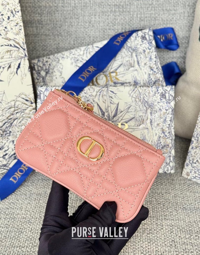 Dior 30 Montaigne Glycine Key Pouch in Grained Calfskin Pale Pink 2024 (XXG-240805123)