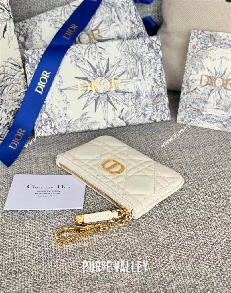 Dior 30 Montaigne Glycine Key Pouch in Grained Calfskin White 2024 (XXG-240805124)