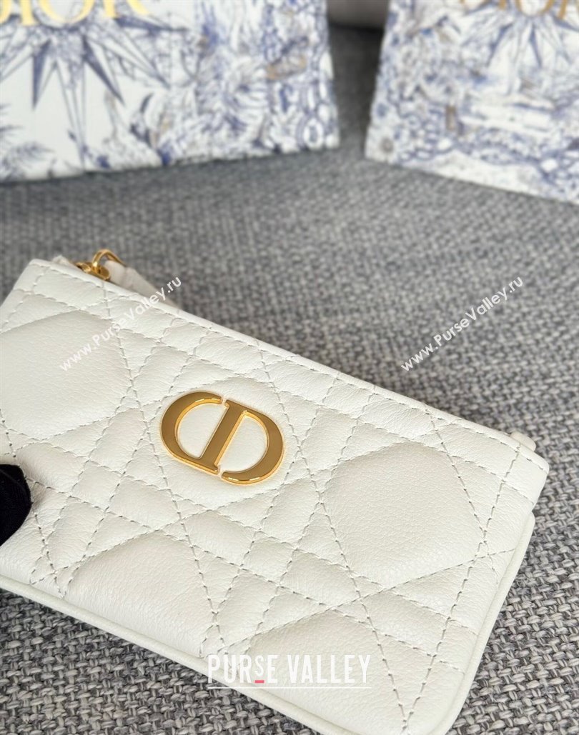 Dior 30 Montaigne Glycine Key Pouch in Grained Calfskin White 2024 (XXG-240805124)