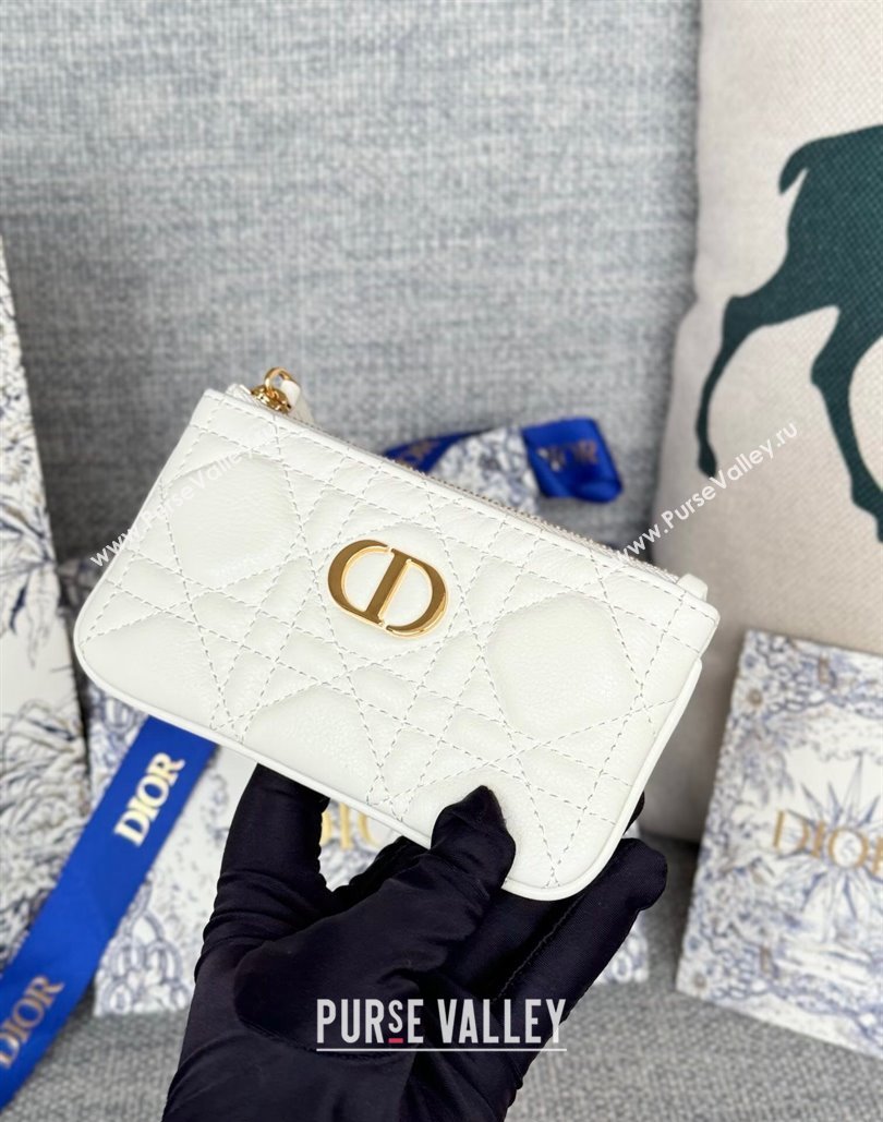 Dior 30 Montaigne Glycine Key Pouch in Grained Calfskin White 2024 (XXG-240805124)