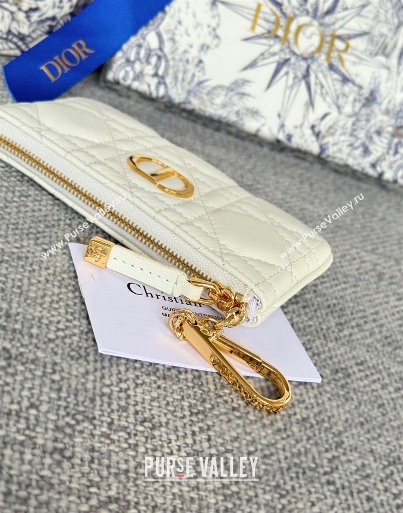 Dior 30 Montaigne Glycine Key Pouch in Grained Calfskin White 2024 (XXG-240805124)