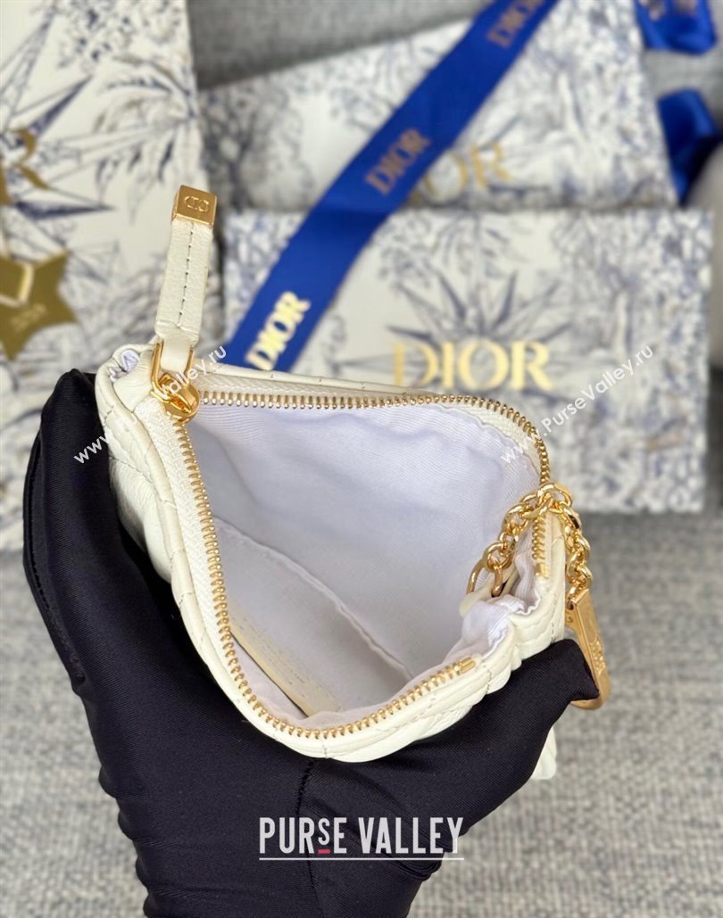 Dior 30 Montaigne Glycine Key Pouch in Grained Calfskin White 2024 (XXG-240805124)