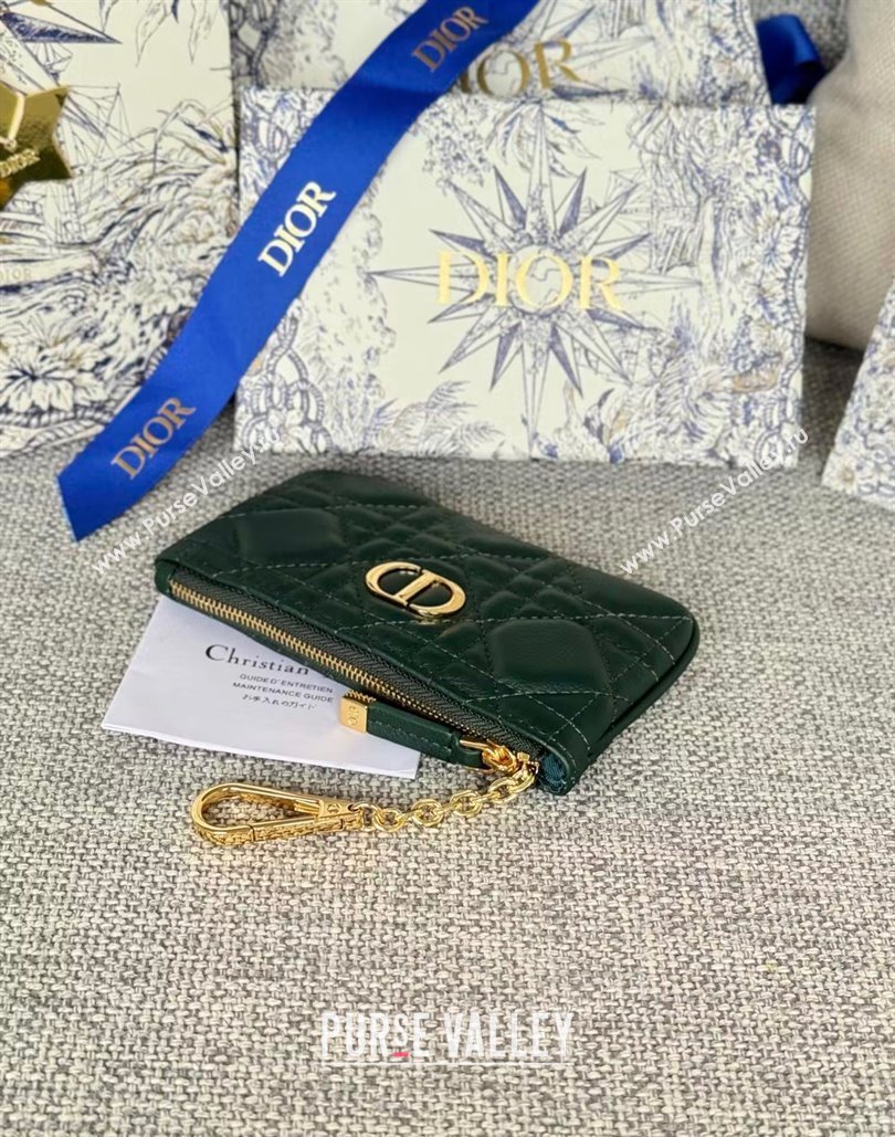 Dior 30 Montaigne Glycine Key Pouch in Grained Calfskin Green 2024 (XXG-240805125)