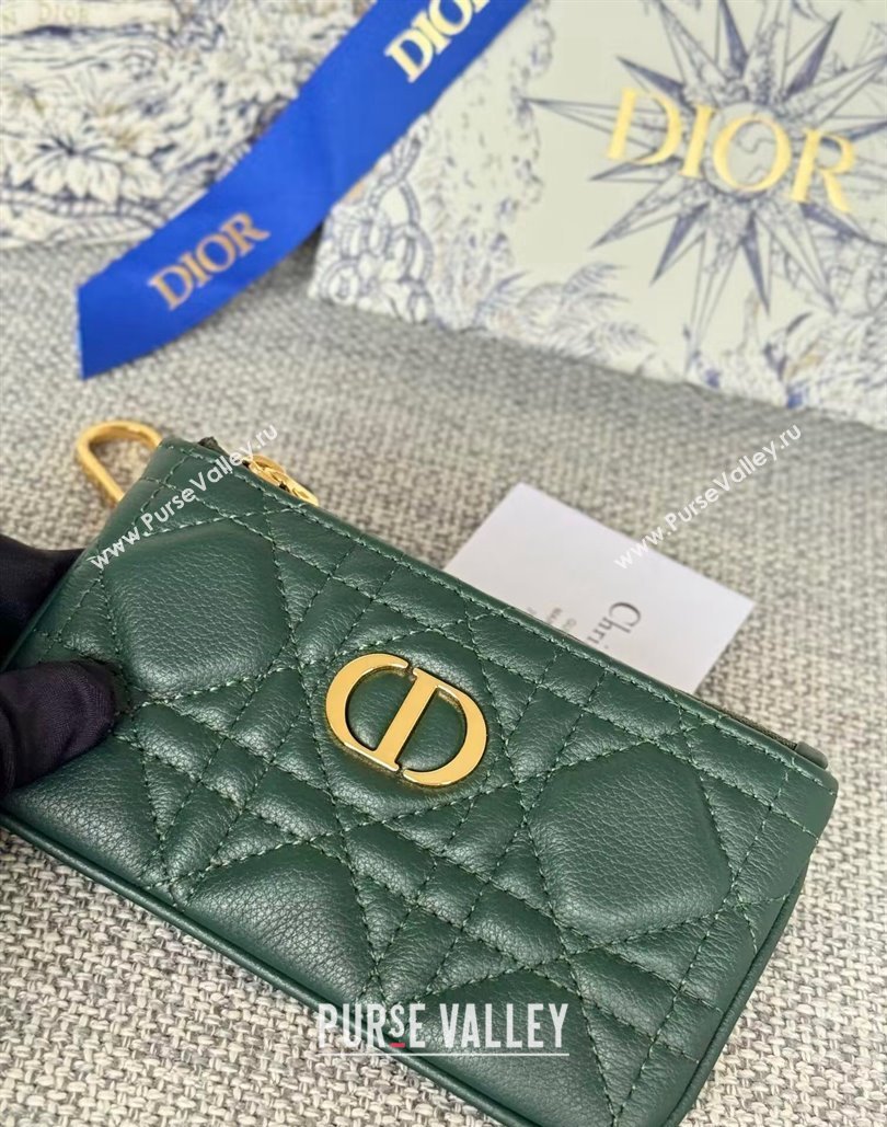 Dior 30 Montaigne Glycine Key Pouch in Grained Calfskin Green 2024 (XXG-240805125)