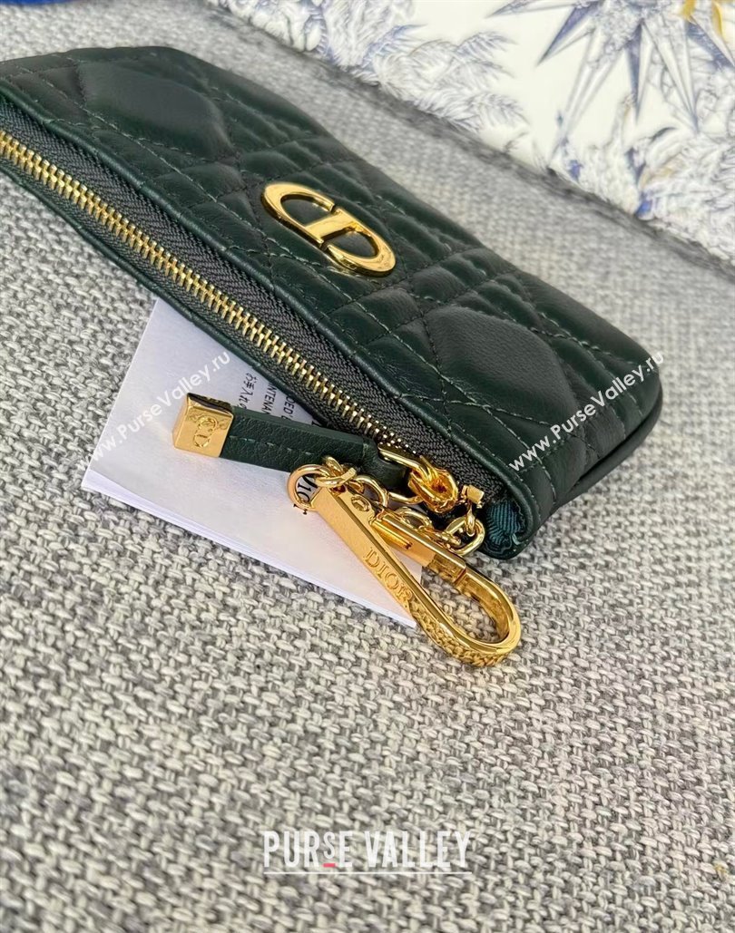 Dior 30 Montaigne Glycine Key Pouch in Grained Calfskin Green 2024 (XXG-240805125)