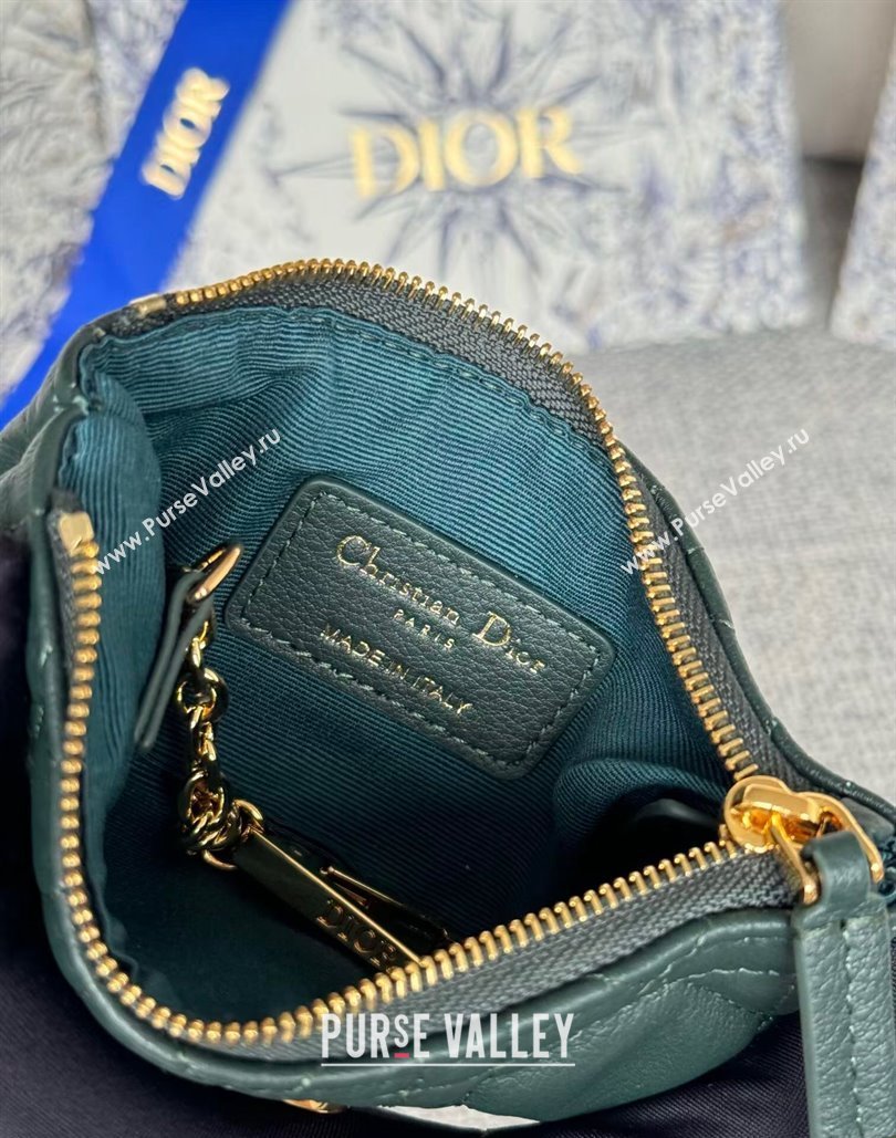 Dior 30 Montaigne Glycine Key Pouch in Grained Calfskin Green 2024 (XXG-240805125)