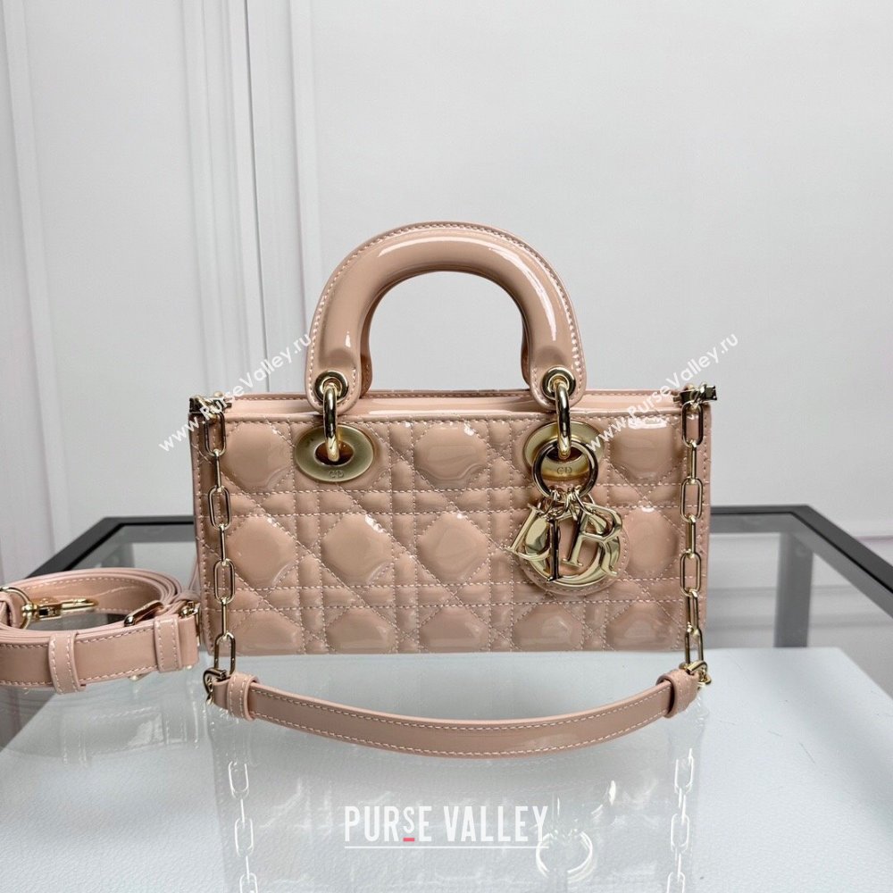 Dior Lady D-Joy Small Bag in Nude Pink Patent Calfskin 2024 0806 (XXG-240806009)