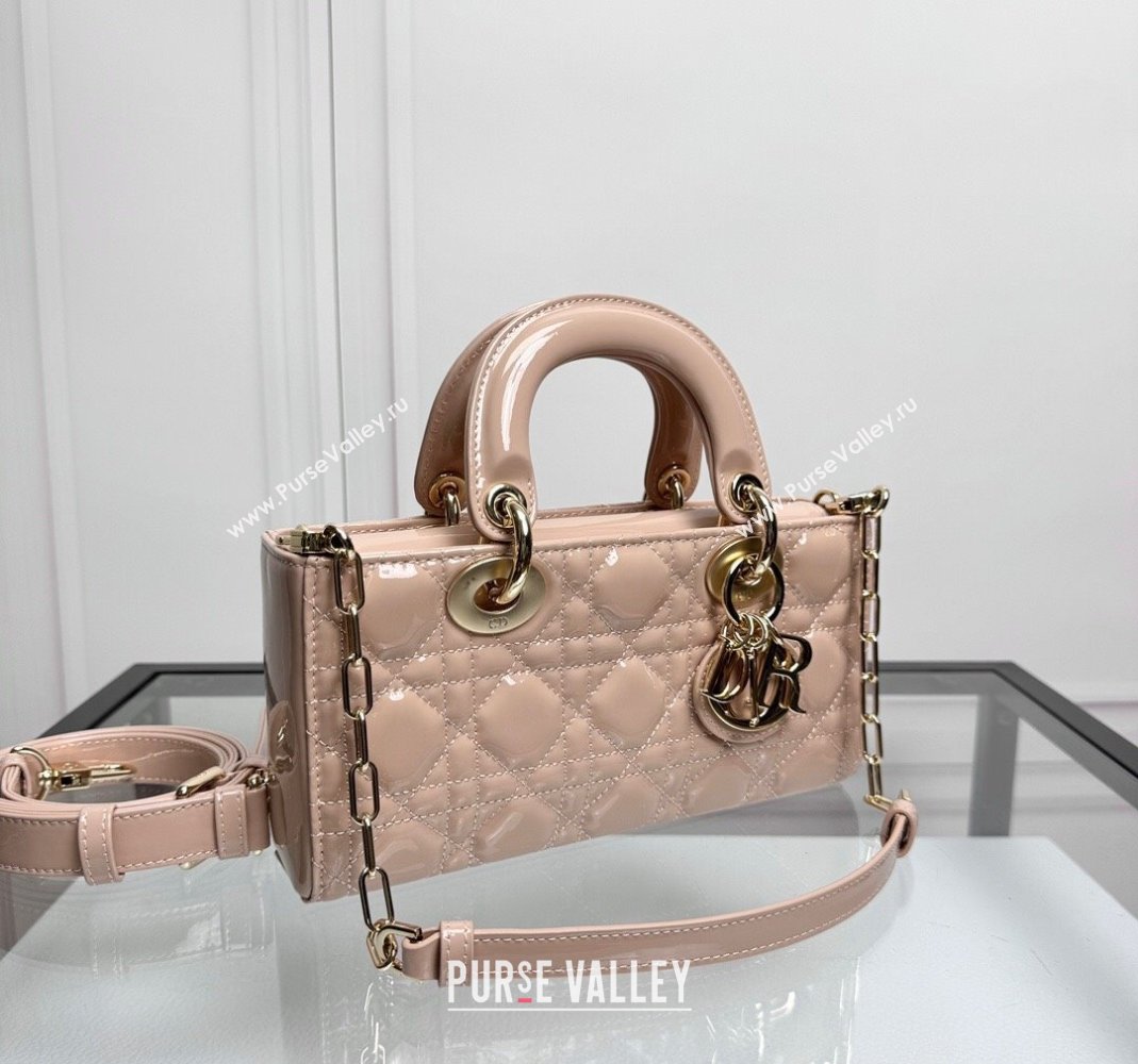 Dior Lady D-Joy Small Bag in Nude Pink Patent Calfskin 2024 0806 (XXG-240806009)