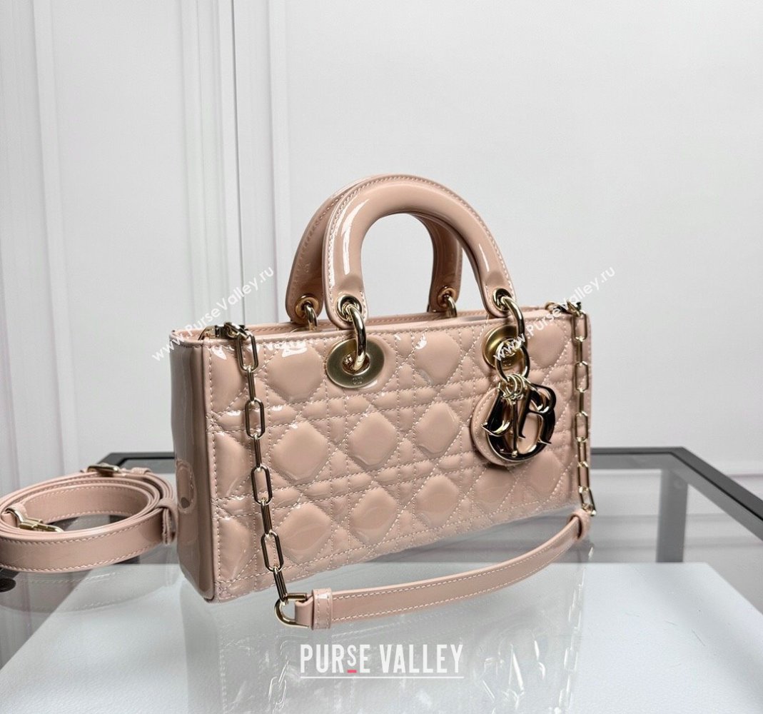 Dior Lady D-Joy Medium Bag in Nude Pink Patent Calfskin 2024 0806 (XXG-240806010)