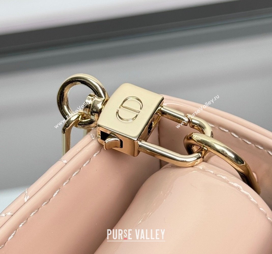 Dior Lady D-Joy Medium Bag in Nude Pink Patent Calfskin 2024 0806 (XXG-240806010)