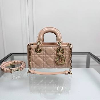 Dior Lady D-Joy Micro Bag in Nude Pink Patent Calfskin 2024 0806 (XXG-240806008)