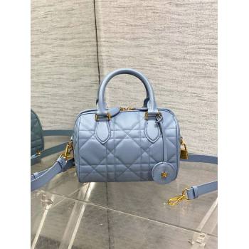 Dior Groove 20 Boston Bag in Black Macrocannage Calfskin Pale Blue 2024 (XXG-240805119)