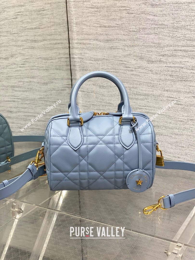 Dior Groove 20 Boston Bag in Black Macrocannage Calfskin Pale Blue 2024 (XXG-240805119)