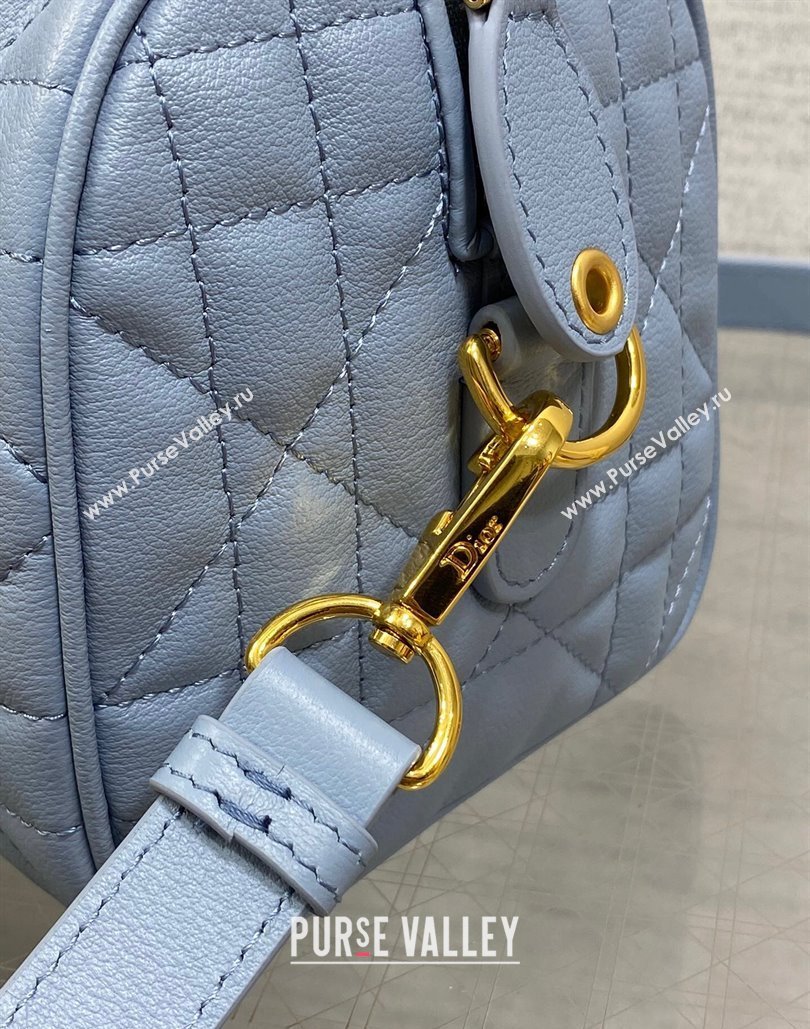 Dior Groove 20 Boston Bag in Black Macrocannage Calfskin Pale Blue 2024 (XXG-240805119)