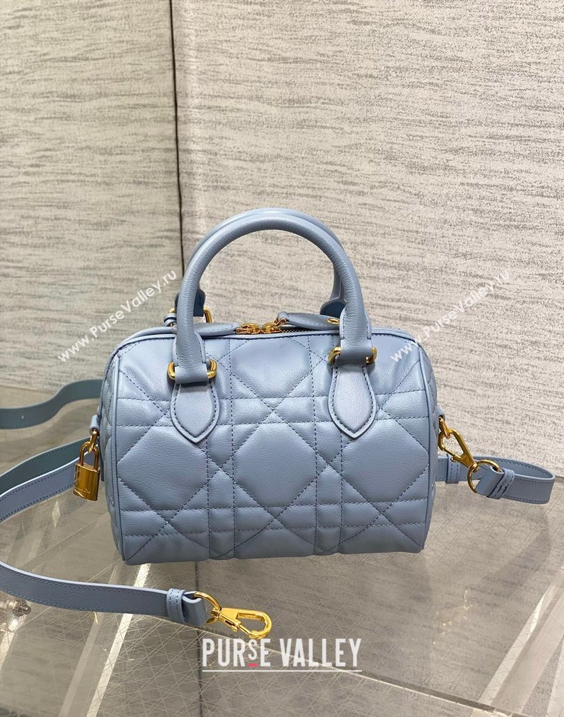 Dior Groove 20 Boston Bag in Black Macrocannage Calfskin Pale Blue 2024 (XXG-240805119)