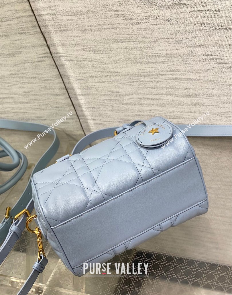 Dior Groove 20 Boston Bag in Black Macrocannage Calfskin Pale Blue 2024 (XXG-240805119)