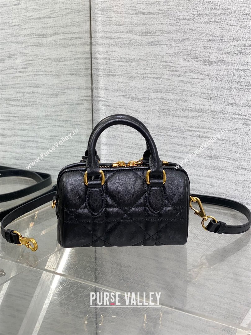 Dior Groove 16 Mini Boston Bag in Black Macrocannage Calfskin 2024 (XXG-240805116)