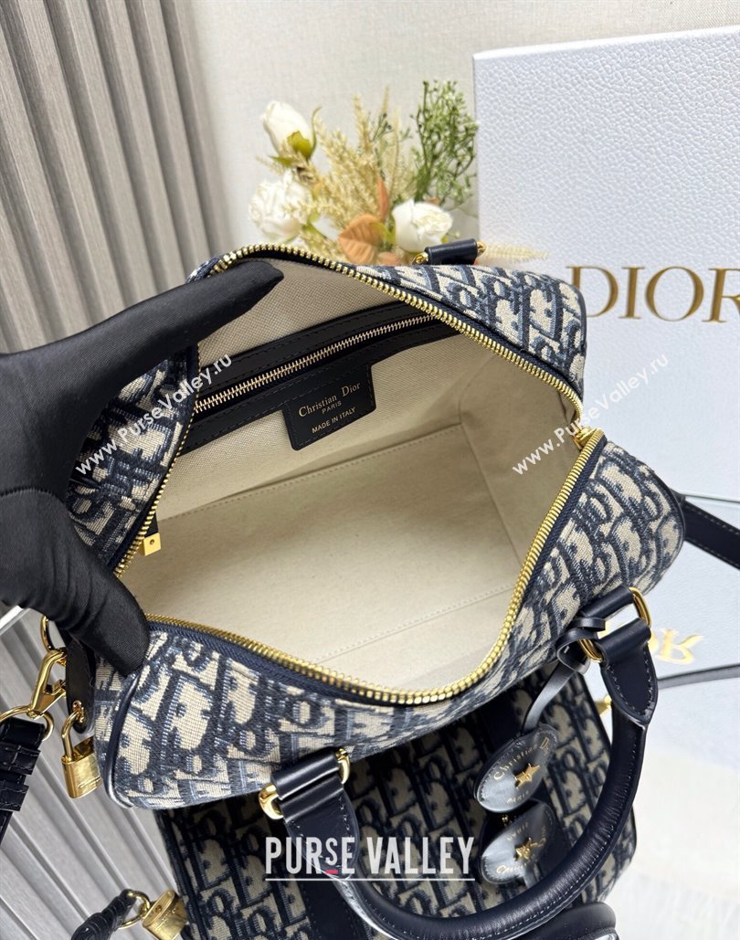 Dior Groove 25 Mini Boston Bag in Blue Oblique Jacquard 2024 (XXG-240805115)