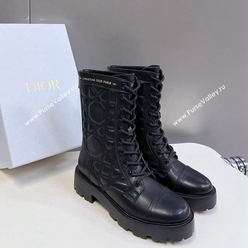 Dior D-Unit Ankle Boots 3.5cm in Quilted Cannage Calfskin Black 2024 (MD-240814028)