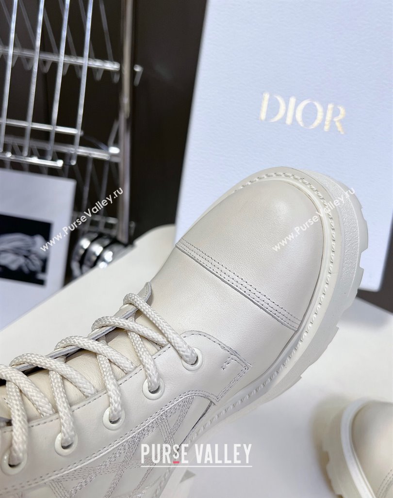 Dior D-Unit Ankle Boots 3.5cm in Quilted Cannage Calfskin White 2024 (MD-240814029)