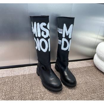 Dior Miss Dior D-Major High Boots 3cm in Fabric and Leather Black 2024 (KL-240814006)