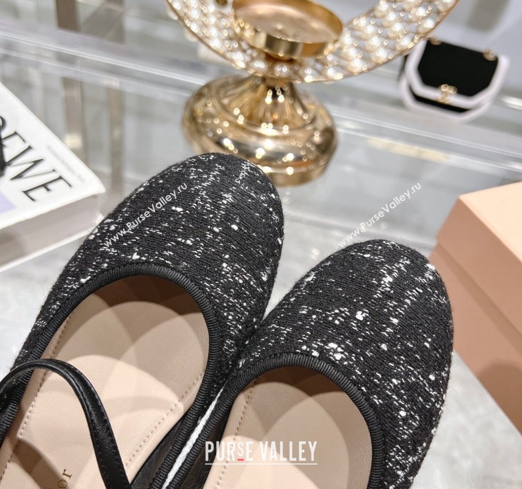 Dior Mary Janes Ballet Flats in Black and White2 Cannage Tweed with Pearl 2024 0814 (MD-240814044)