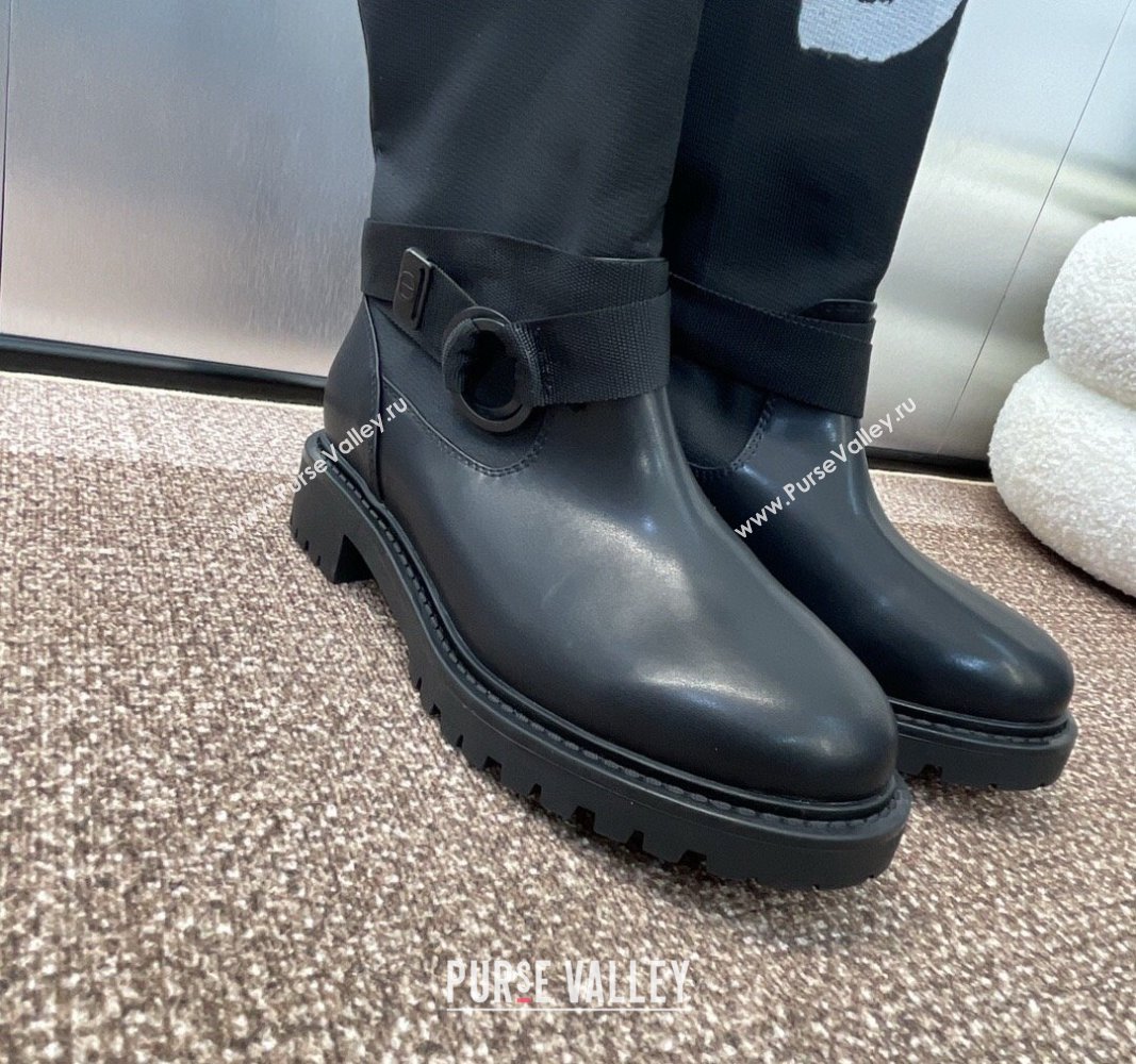 Dior Miss Dior D-Major High Boots 3cm in Fabric and Leather Black 2024 (KL-240814006)